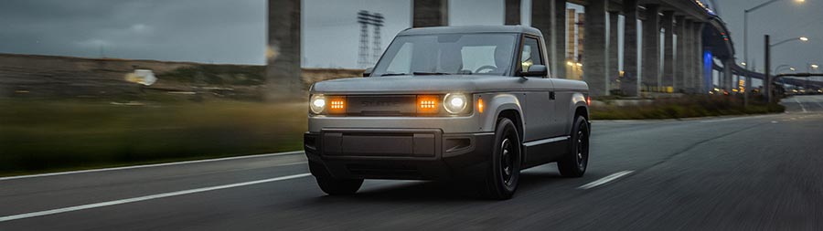2027 Slate Truck EV super ultrawide wallpaper thumbnail.